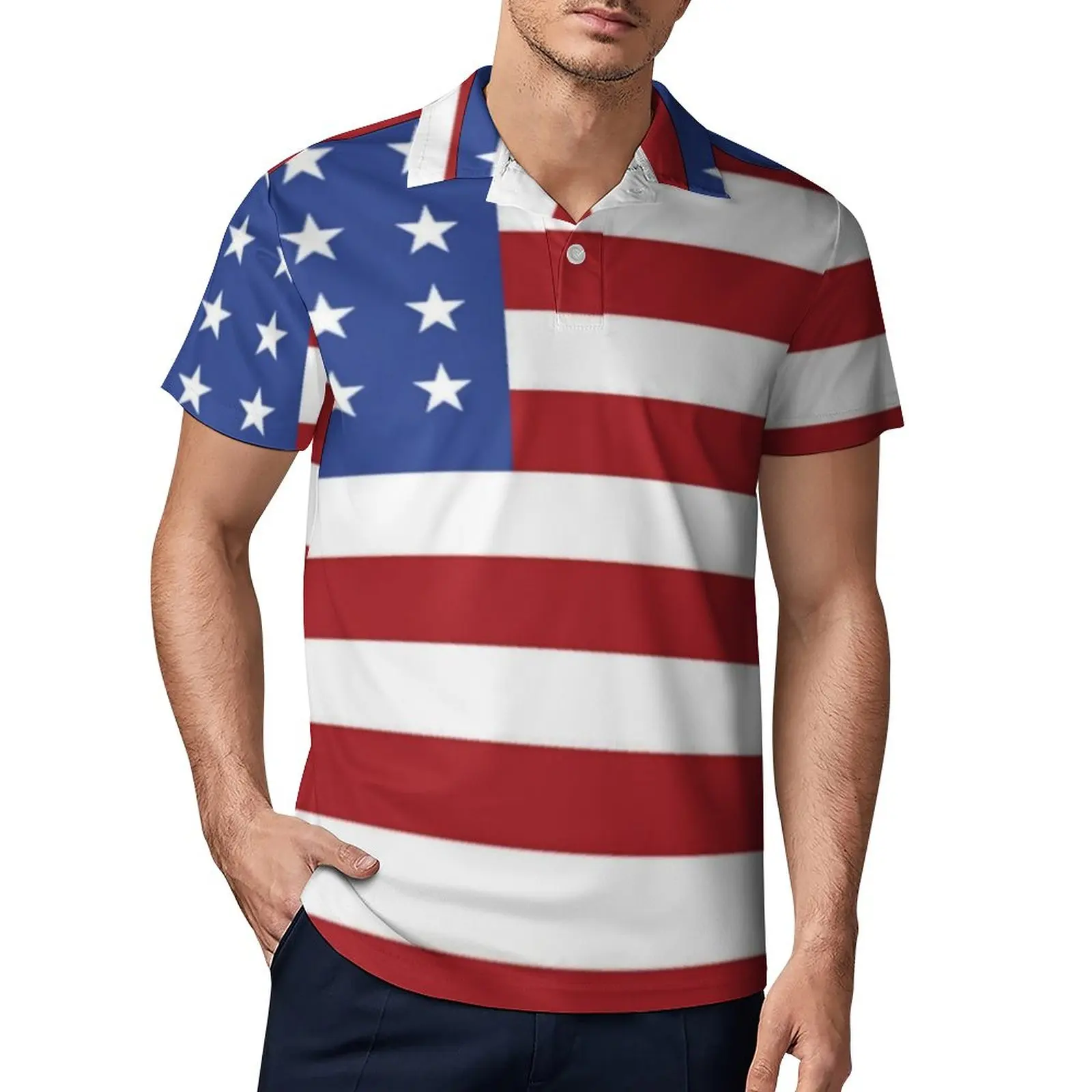 

Повседневные футболки с американским флагом США, мужская стильная рубашка с рисунком патриотических звезд, повседневные футболки-поло с ко...