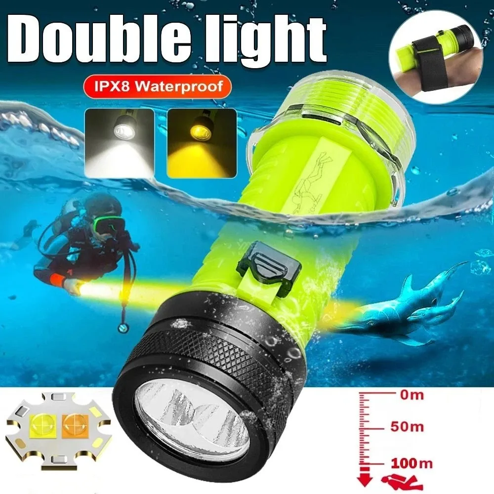 Фото Суперяркий фонарь для дайвинга XHP50 LED, водонепроницаемый IPX8, перезаряжаемый через Type-C, с регулируемой фокусировкой №3