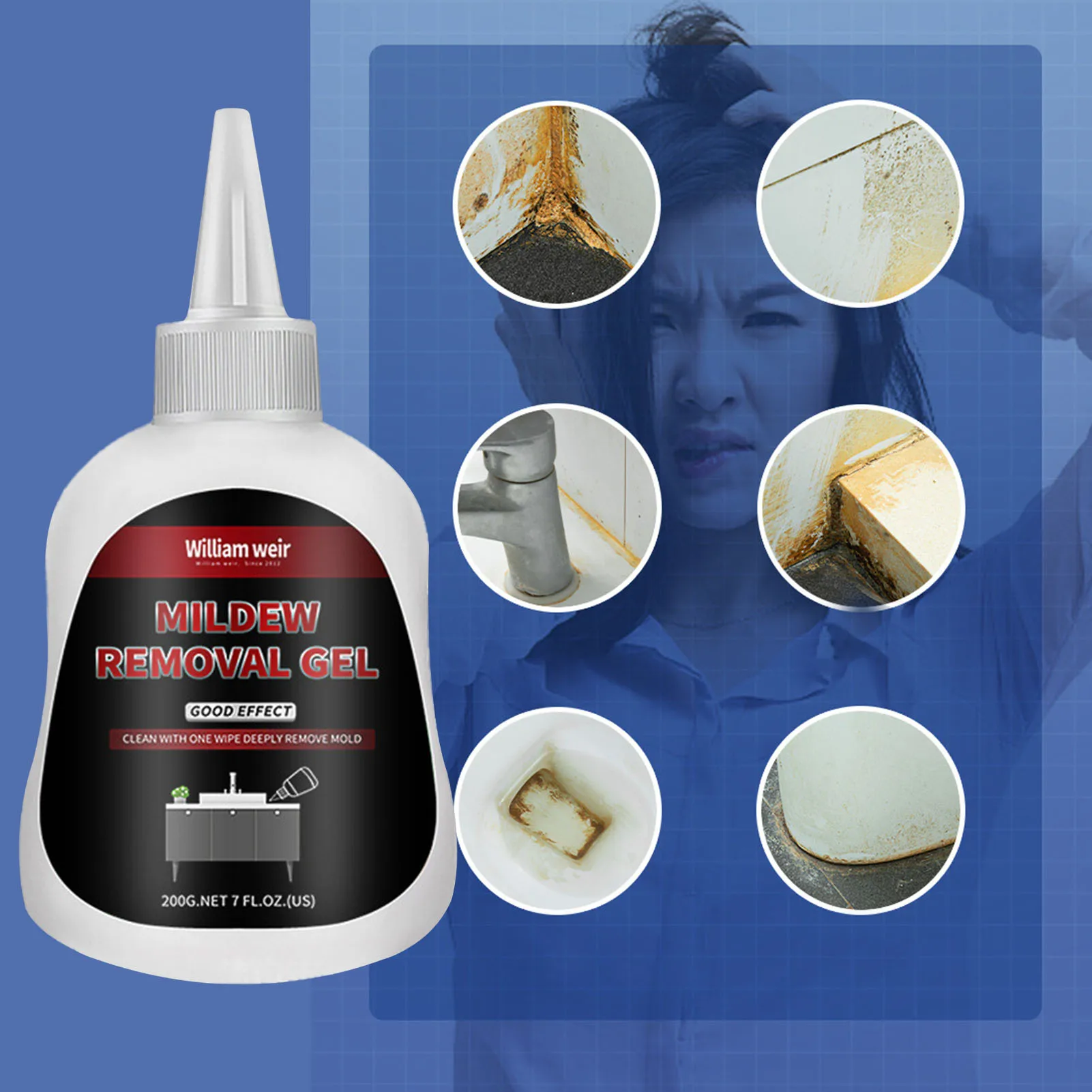 

200g Household Mildews Remover Gel Cleaner Wall Mold Sink Ceramic Tile Pool Bathroom Washer Cleaner Caulk Gel Mold Removal Gel