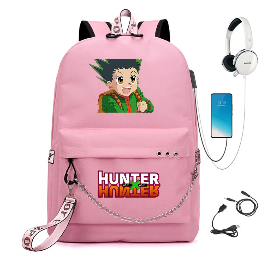 

Anime Hunter Hunter Nylon Backpack Casual USB Charge Schoolbag Packsack Cartoon Student Teenager Knapsack Laptop Bag Zip Bookbag
