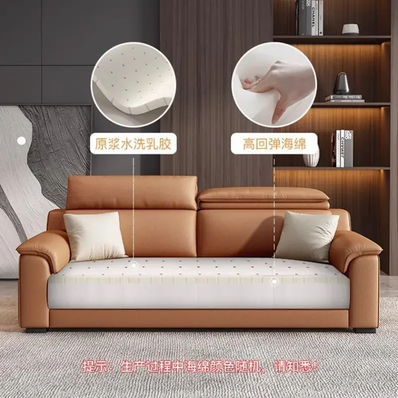 Легкий роскошный первый слой из воловьей кожи диван для гостиной кожаный прямой