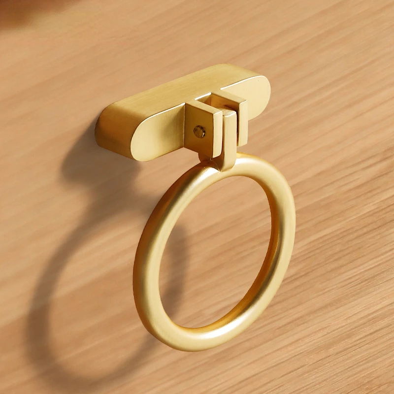 

New Modern Minimalist Hanging Ring Cabinet Door Handle Gold Drawer Pendant Handle Zinc Alloy Kitchen Cabinet Gold Small Handle