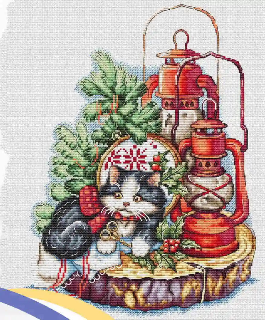 

36-44 "Кот и фонарь, набор крестиков для рукоделия Homfun, крестик, живопись, украшения для дома Homefun