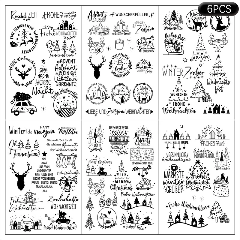 Упаковка из 6 наклеек формата А5 рождественские наклейки фольги для переноса