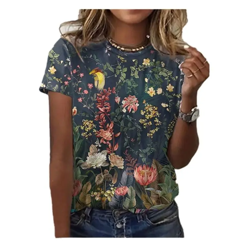 

Women's oversized T-shirt, outdoor short sleeve street wear, women's fabric round neck blouse, new summer style