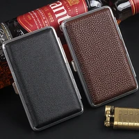 mens gift high end cigarette case leather metal fine cigarette 20 coarse smoke 14 portable travel smoking tool accessories