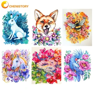 CHENISTORY Oil Painting By Numbers Acrylic Paints Animals Flowers Picture Drawing For Adults Wall Art Original Gifts