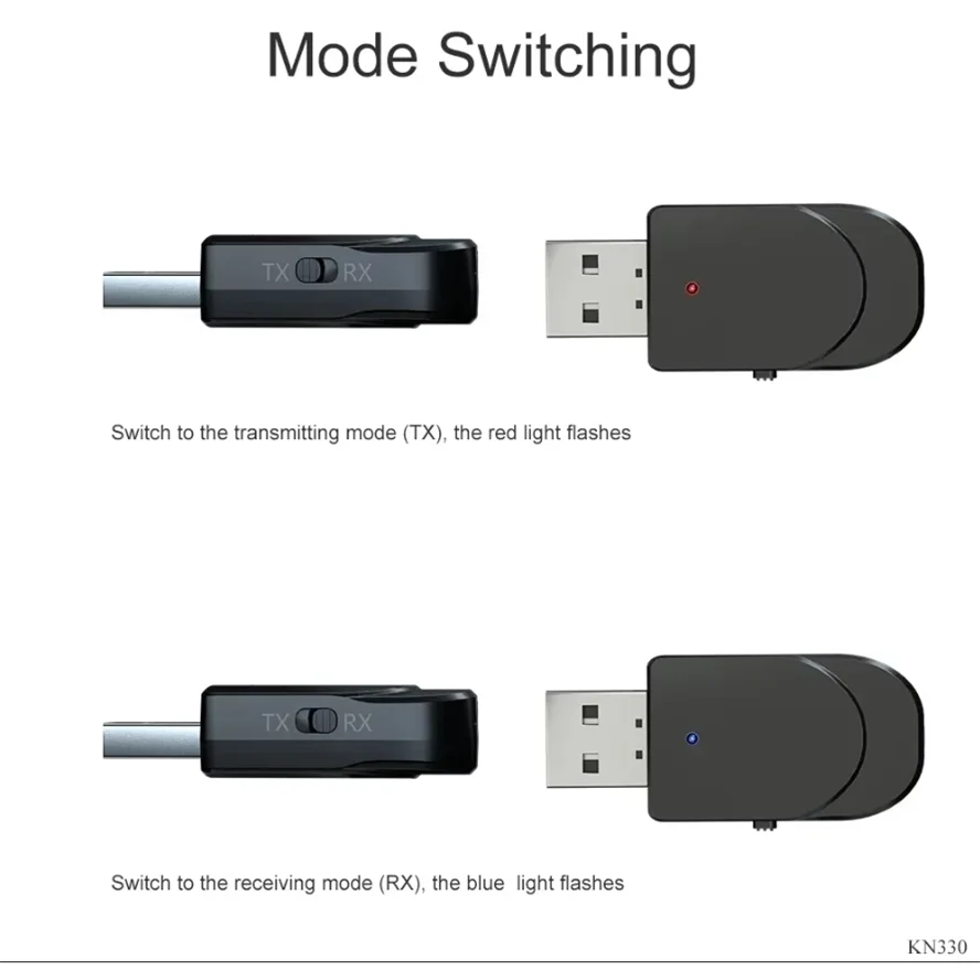 KN330 3 в 1 Bluetooth 5,0 передатчик-приемник USB-адаптер EDR Dongle 3,5 мм AUX RCA для ТВ, ПК, наушников, домашняя стереосистема, автомобиля HIFI (art.: 3920cf384cdae) - 3920cf384cdae