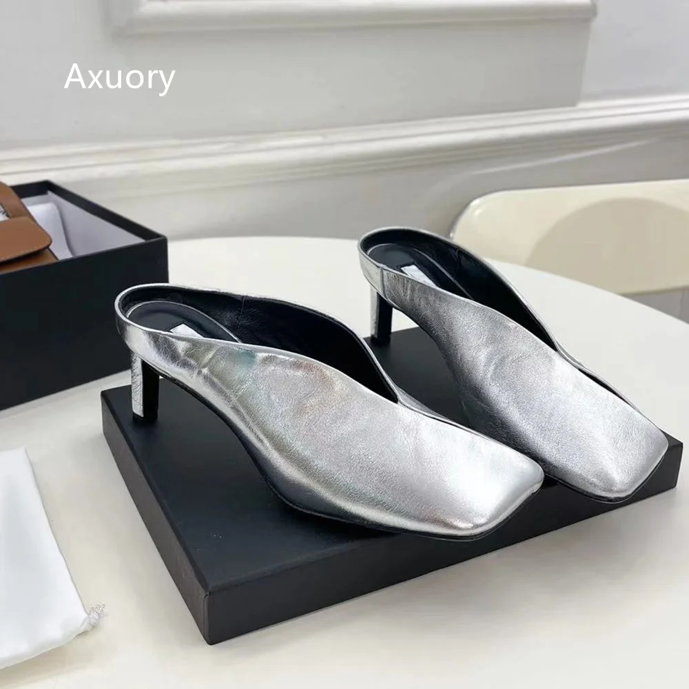 2023 Women's Square Toe High Heels Solid Color Sexy high heels Sexy Party Dress Shoes Genuine Leather Fashion Style