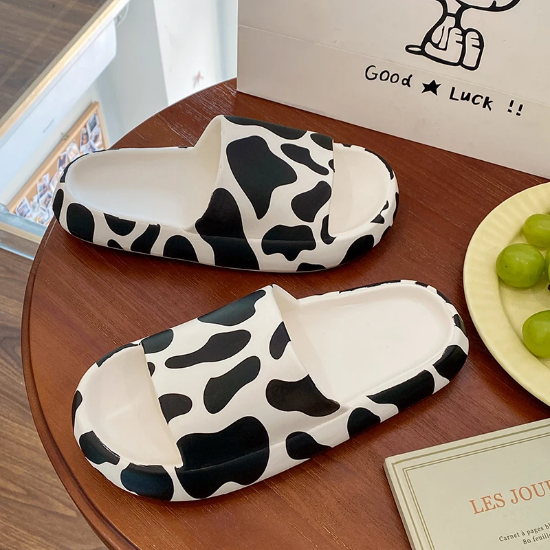 

Women Slippers Platform Open Toe Summer Soft Thick Bottom Non-Slip Animal Print House Slipper Female Lovely Flats Ladies Shoes