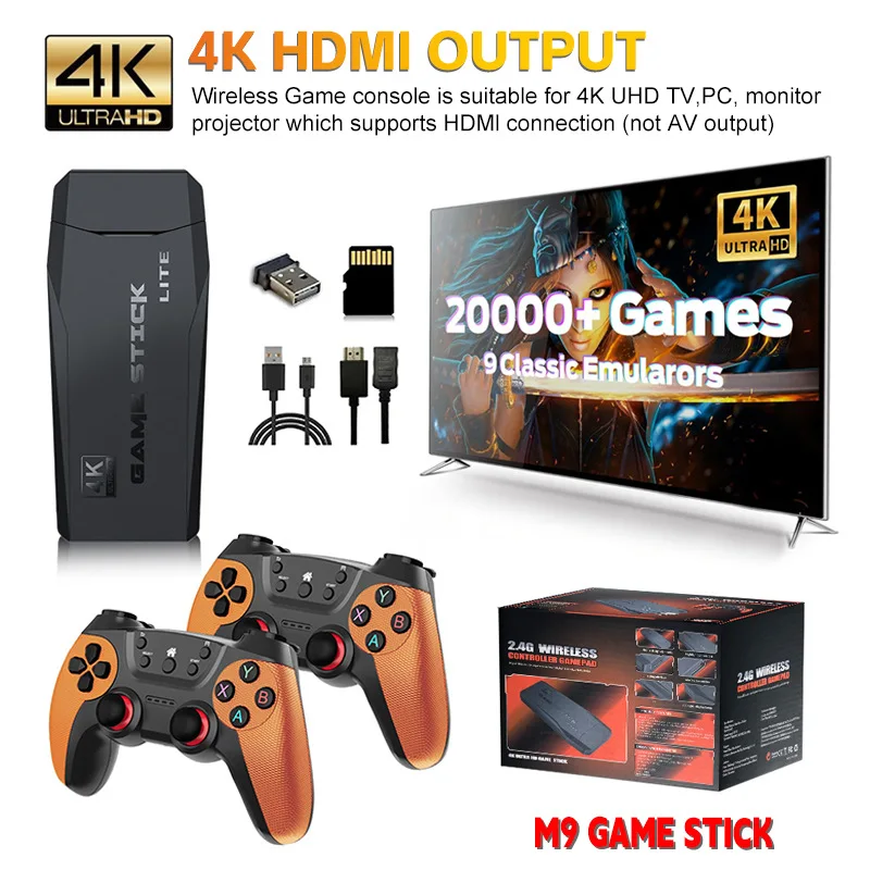 Фото Игровая приставка M9 Game Stick 4K HDMI для ТВ, беспроводные контроллеры 2.4G, ретро-аркадное игровое устройство, оптовая продажа от производителя, в наличии №5