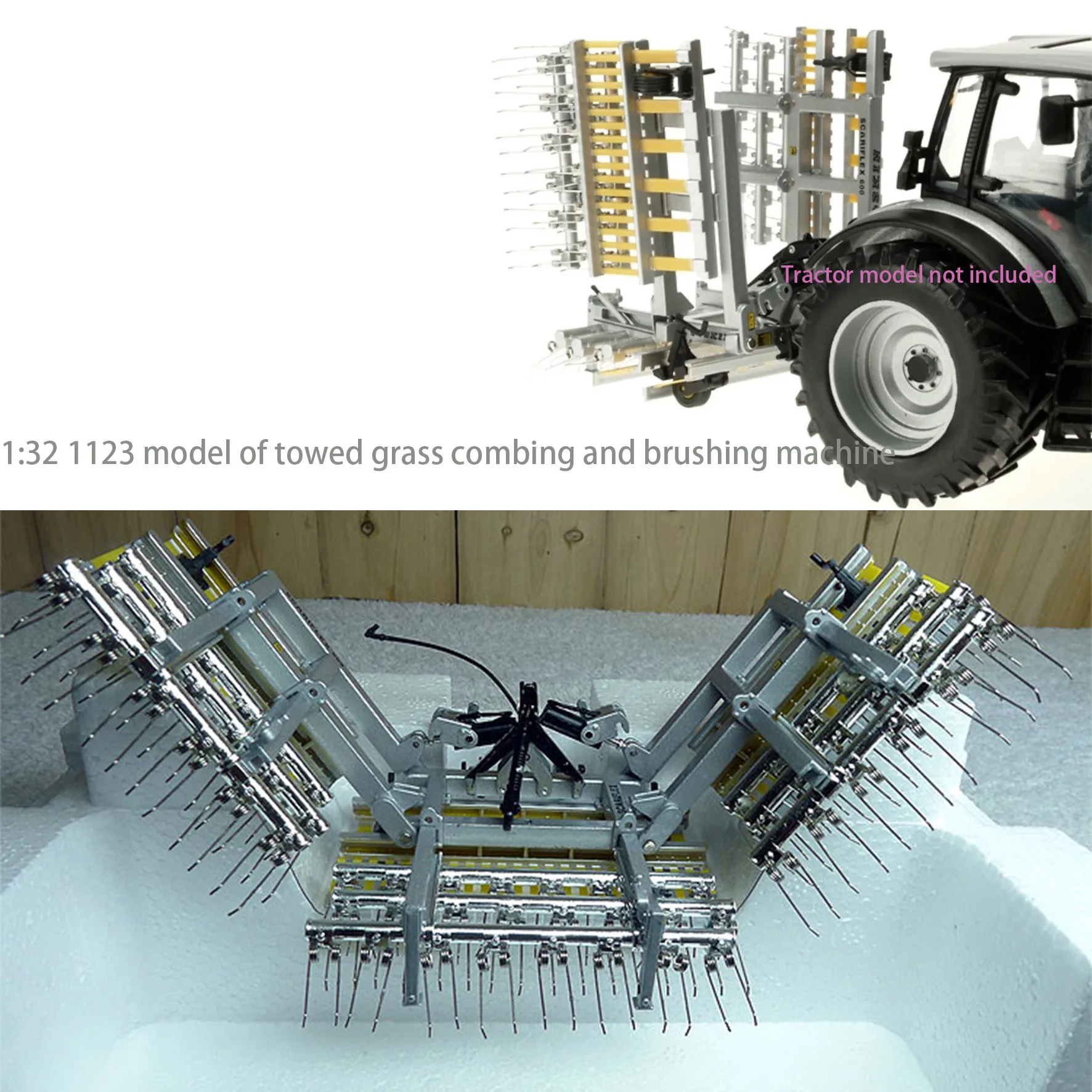 Fine rare 1:32 1123 model of towed grass combing and brushing machine  Tractor accessories  Alloy construction machinery model