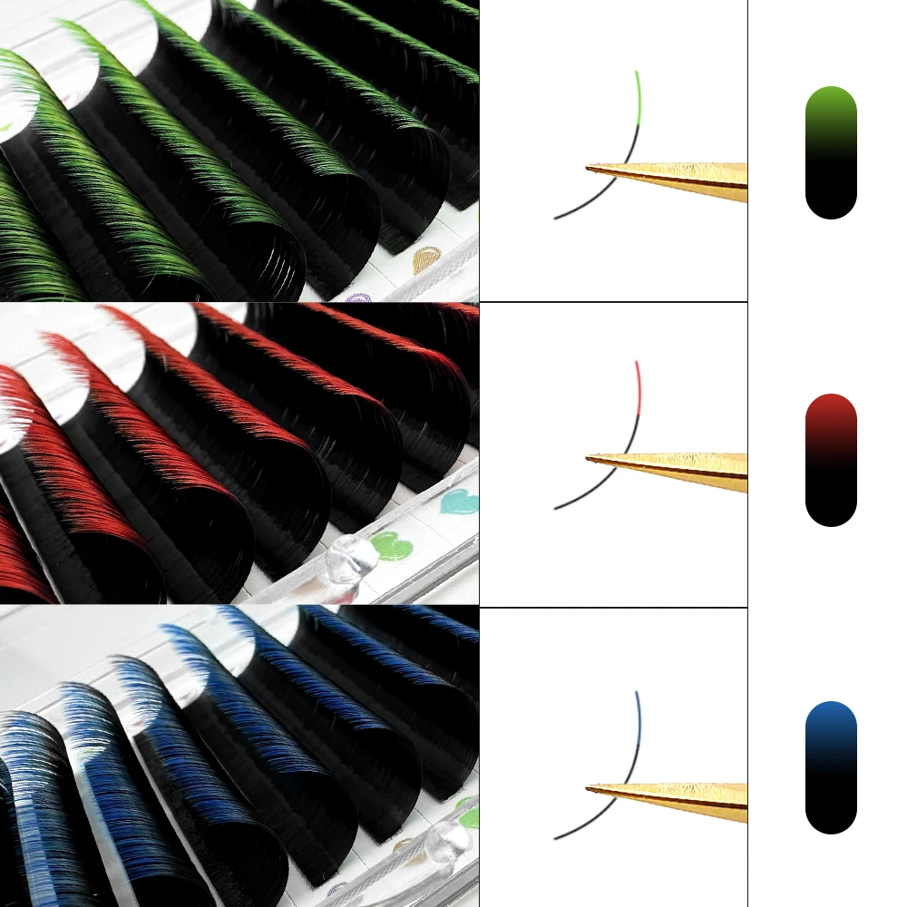 ABONNIE Black Ombre Colored Classic Volume Eyelash Extensions Handmade Fluffy Lashes Supplies Natural for Daily