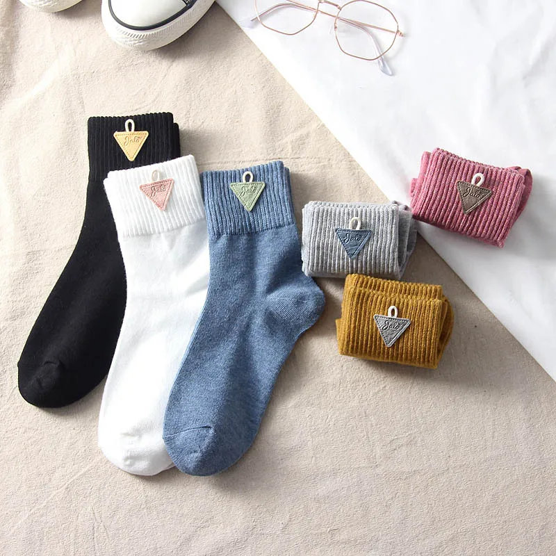 

6 Pairs Hot Cartoon Cute Women Socks College Style Cotton Long Socks for Women Harajuku Vintager Streetwear Socks Woman