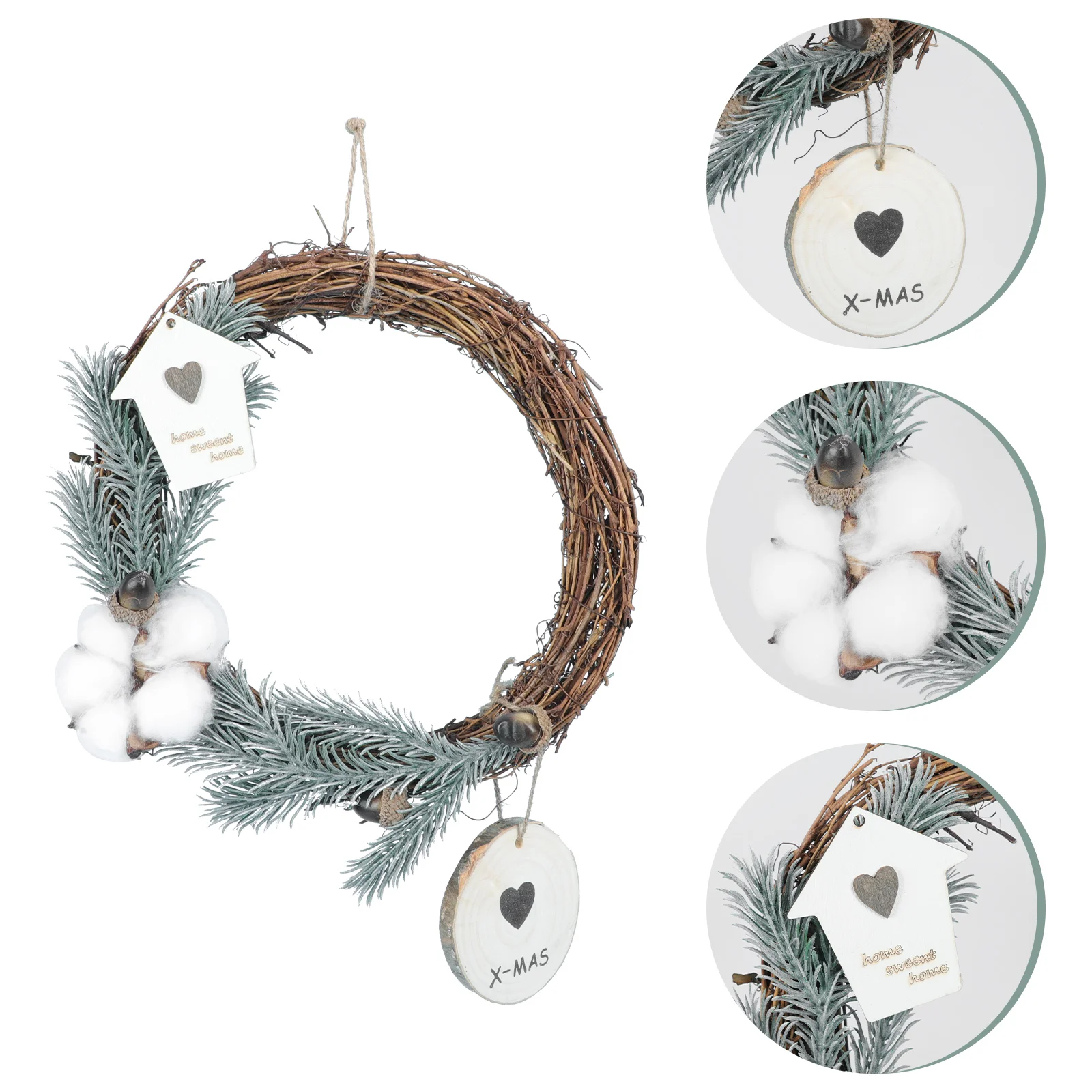 

Wreath Garland Christmas Holiday Door Porch Cotton Ring Pine Wall Festival Tree Centerpiece Wedding Party Decor Hanging