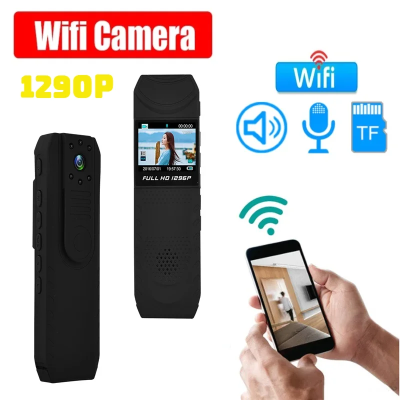 

HD 1290P Mini Camera Law Enforcement Recorder Live Camcorder P2P/AP Night Vision Wireless WiFi Cam Portable Outdoor Body Webcam