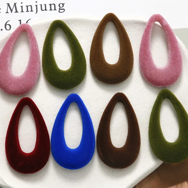 

Winter style 40pcs/lot color flocking velvet cartoon water drop shape resin beads diy jewerly earring/garment pendant accessory