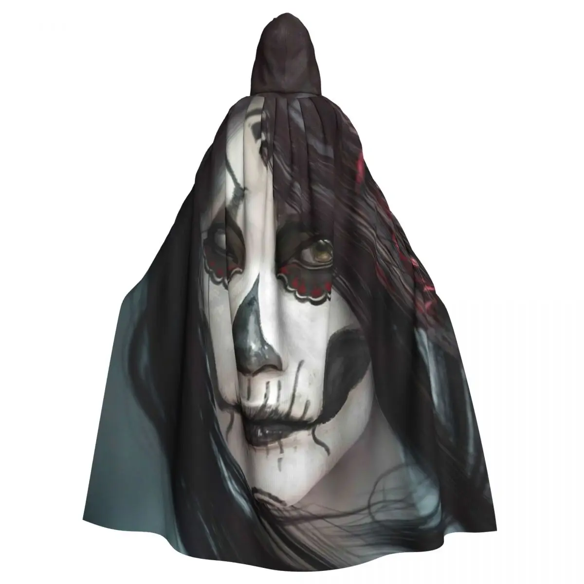 

Sugar Skull Halloween Party Cosplay Woman Men Adult Long Hero Witchcraft Witchcraft Robe Hood Cloak Cosplay