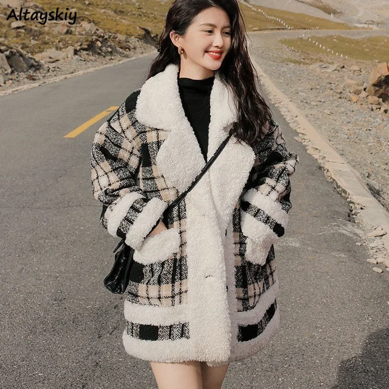

Blends Women Winter New Arrival Plaid All-match Minimalist Korean Version Daily Harajuku Tender Fashion Soft Casual Popular Ins