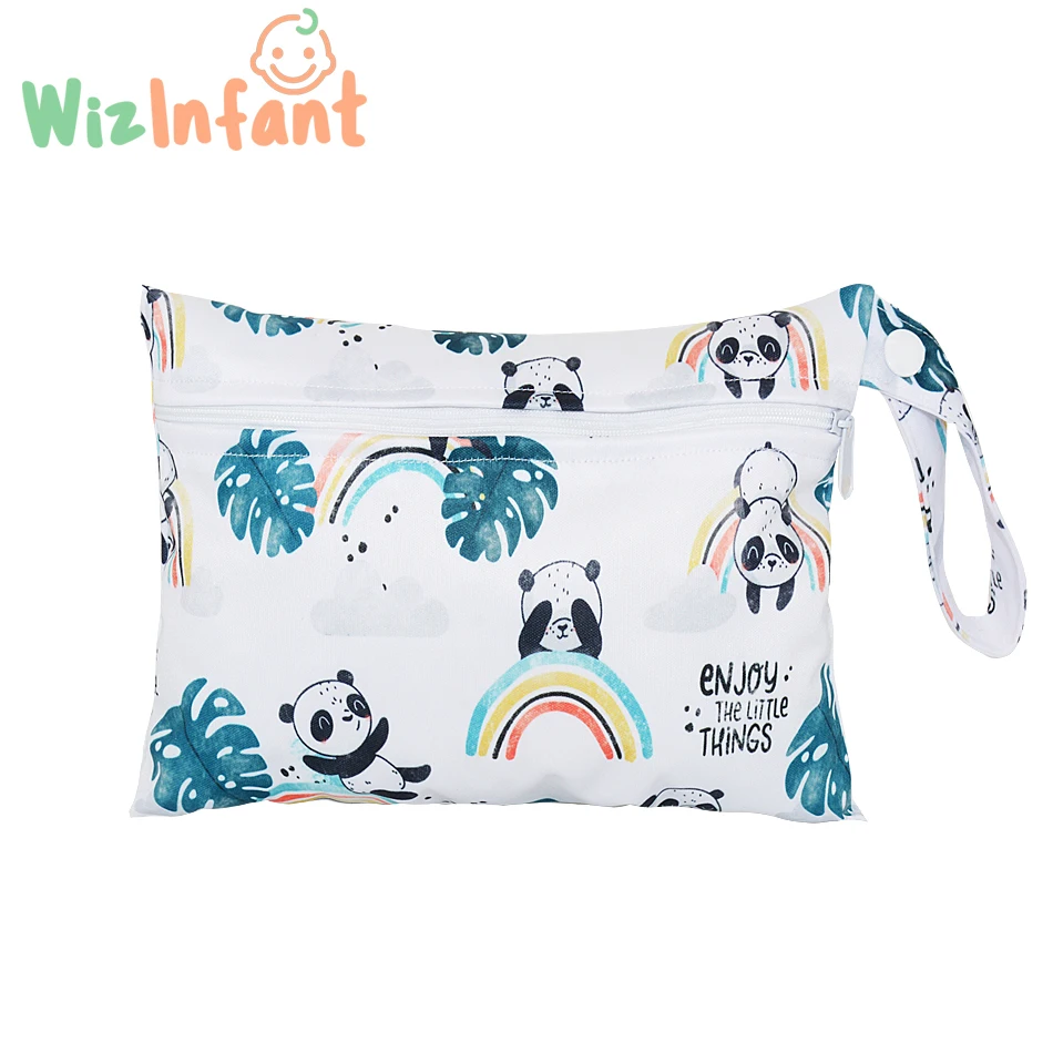 WizInfant мини сумка для детских подгузников 15*22,5 см мультяшный принт Водонепроницаемая влажная сухая сумка на молнии для вкладыши для подгузников многоразовые подгузники W01