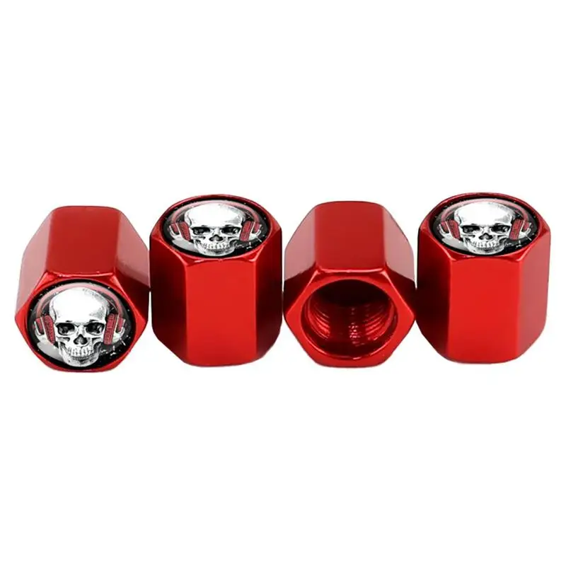 

4pcs Car Tire Valve Stem Cap Aluminum Alloy Skull Shape Car Valve Caps Rustproof Fashion Auto Wheel Stem Air Valve For Car