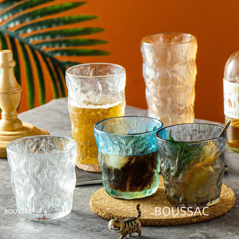 

Glacier Glass Household Japanese-style Water Cup Male Breakfast Cup Ins Wind Beer Cup Juice Coffee Cup Tea Cup Bar Supplies