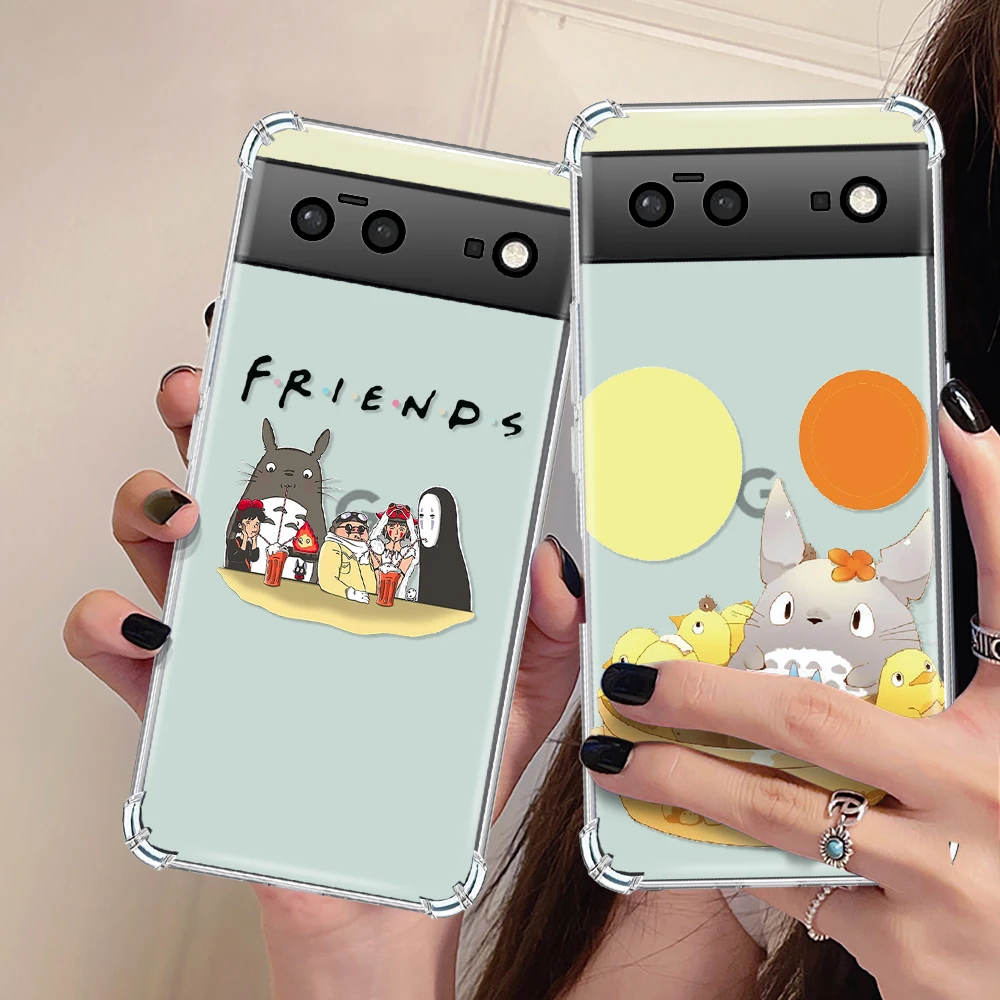 

MY NEIGHBOUR TOTORO Phone Case for Google Pixel 7a 7Pro 7 Transparent Capinha for Pixel 6a 6 6Pro Shockproof Soft Silicone Cover