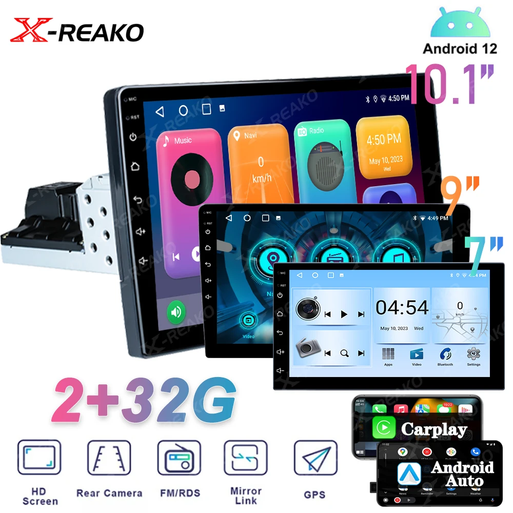 

Магнитола автомобильная, 2 + 32 ГБ, 1 Din, 7/9/10,1 дюймов, Android 12