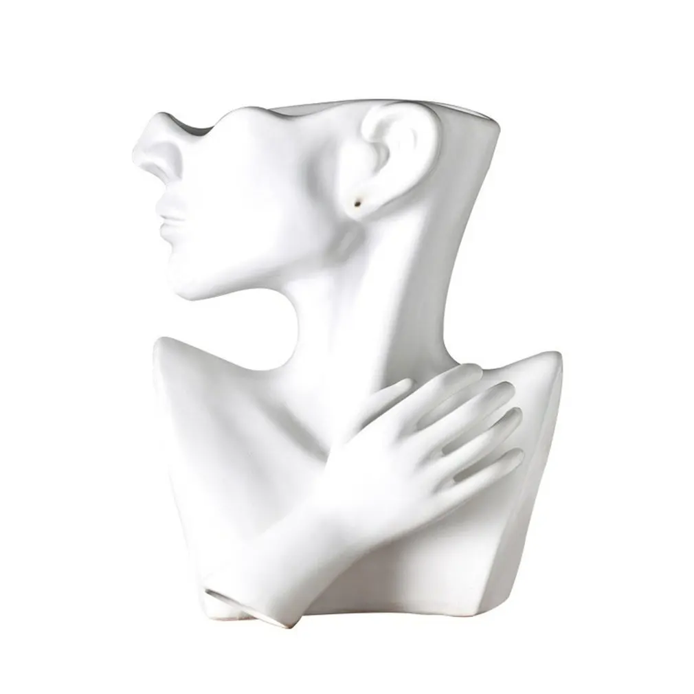 

Modern Creative Flower Carving Ceramic Bust Portrait Flower Pot Flowers Home Decoration Living Room Decoration Home Deco