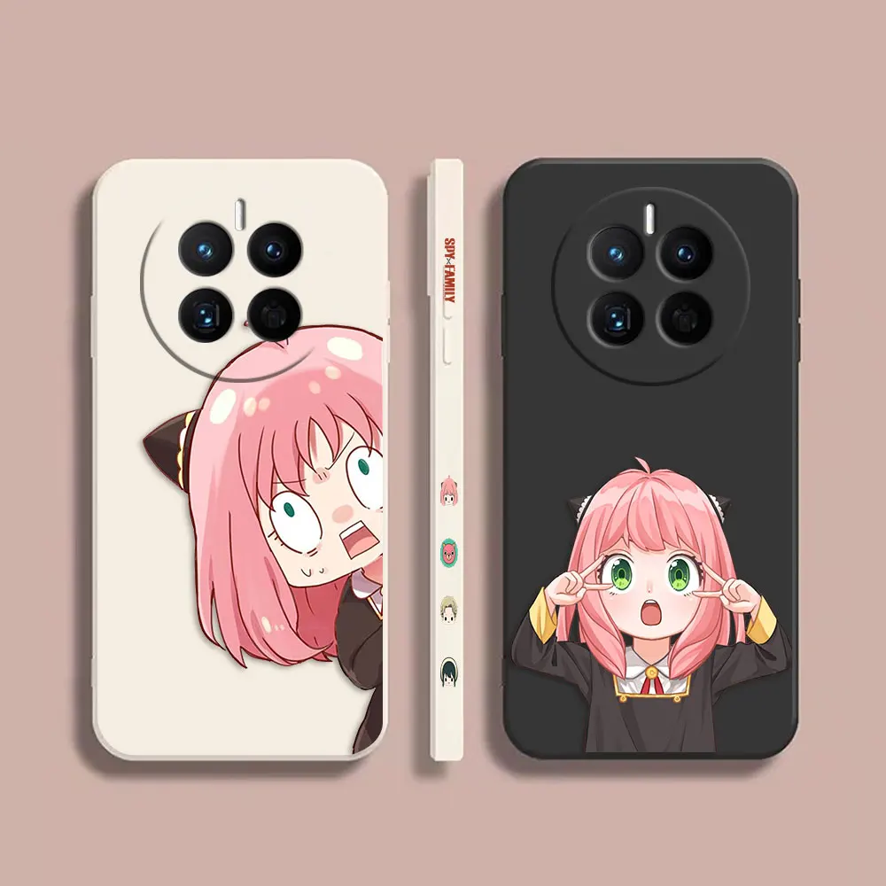 

Case For Huawei MATE 10 20 20X 30 40 50 P40 P50 P60 PRO PLUS Colour Simple Liquid Silicone Case Anya Forger Spy Family