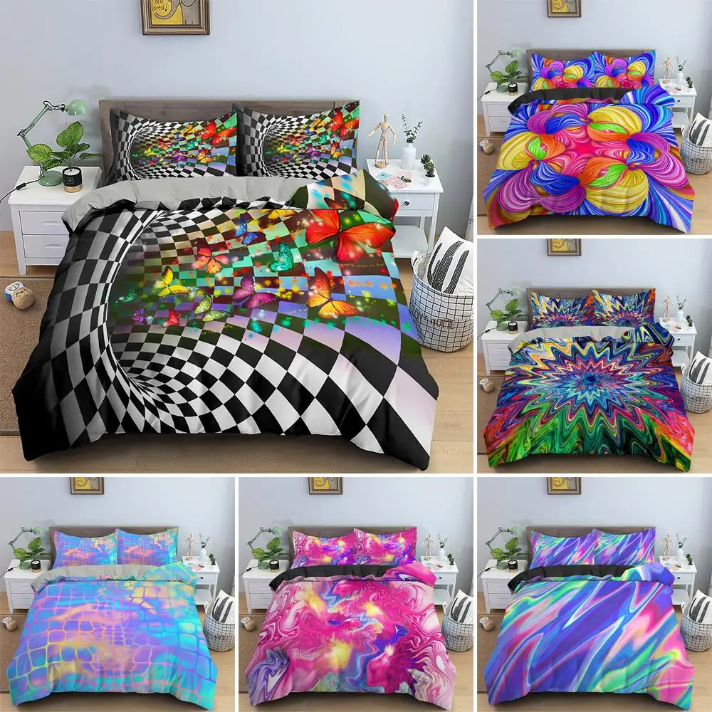 

Abstract Bedding Set 3D Printed Psychedelic Duvet Cover optical illusion Bed Set Luxury Comforter Cover Double Size Quilt Cover