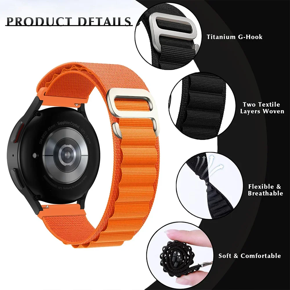 Фото Alpine Loop для Samsung Galaxy Watch 7/FE/6/5Pro/4 Classic/Xiaomi Watch S4, нейлоновый браслет Redmi Watch 5, ремешок Active/Lite №3