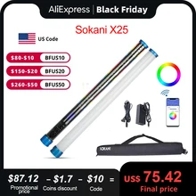 Sokani X25 RGB Bi-Color LED Video Light Wand Stickfor Video Photography Painting Rechargeable BatteryOLED Display for YouTube