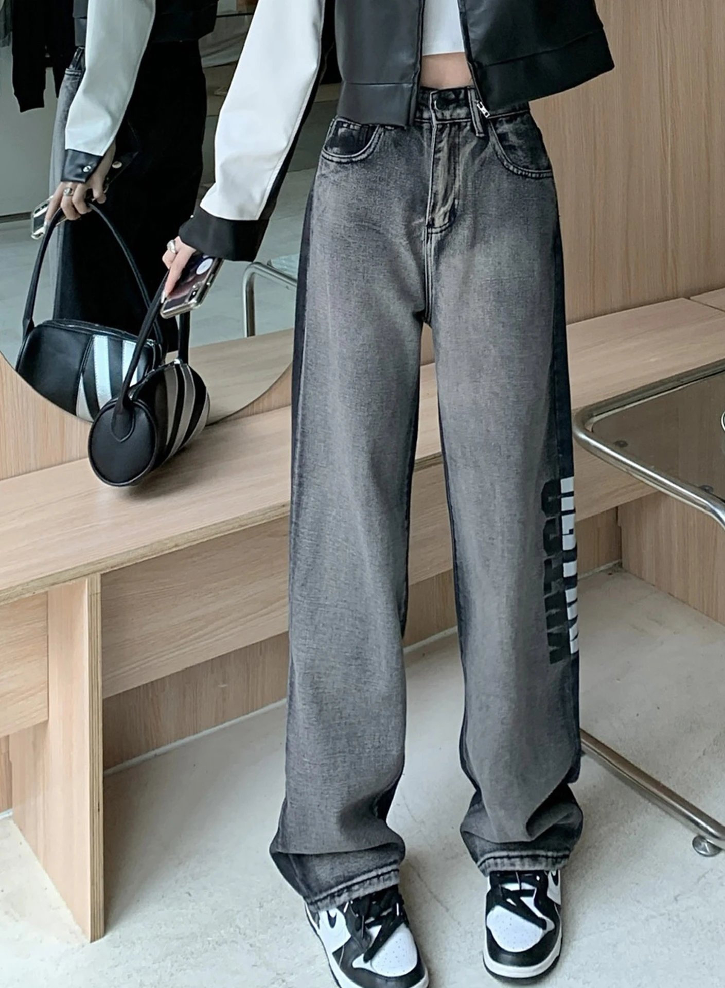 2023 New High Waisted Jeans for Women Clothing Blue Black Straight Leg Denim Pants Trousers Mom Jean Baggy Trousers Full Length