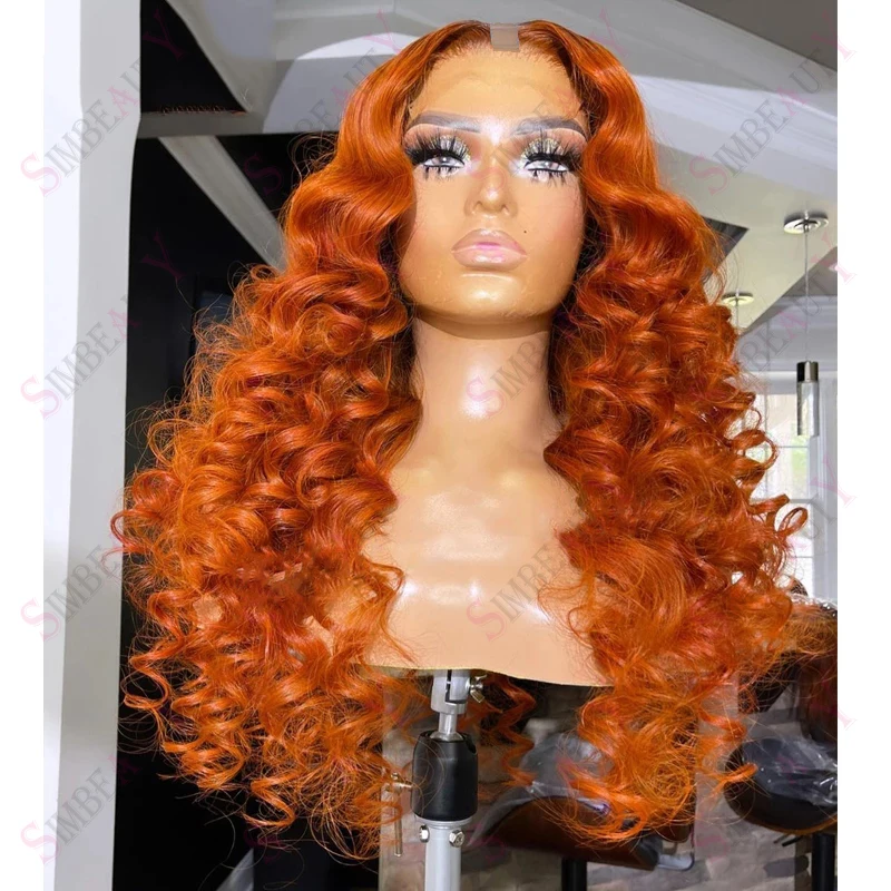 

Loose Wave 1x4 U Part 100% Brazilian Virgin Human Hair Wigs for Women Ginger Orange Color Middle Opening U Part Wigs 200Density
