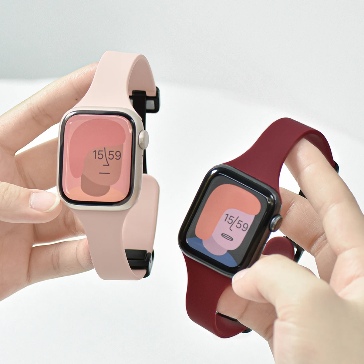 Магнитный Тонкий спортивный ремешок для Apple Watch Band 44 мм 49 мм 40 мм 41 мм 42/38 мм 45 мм, силиконовый браслет для iWatch Series 7 8 SE 6 5 3