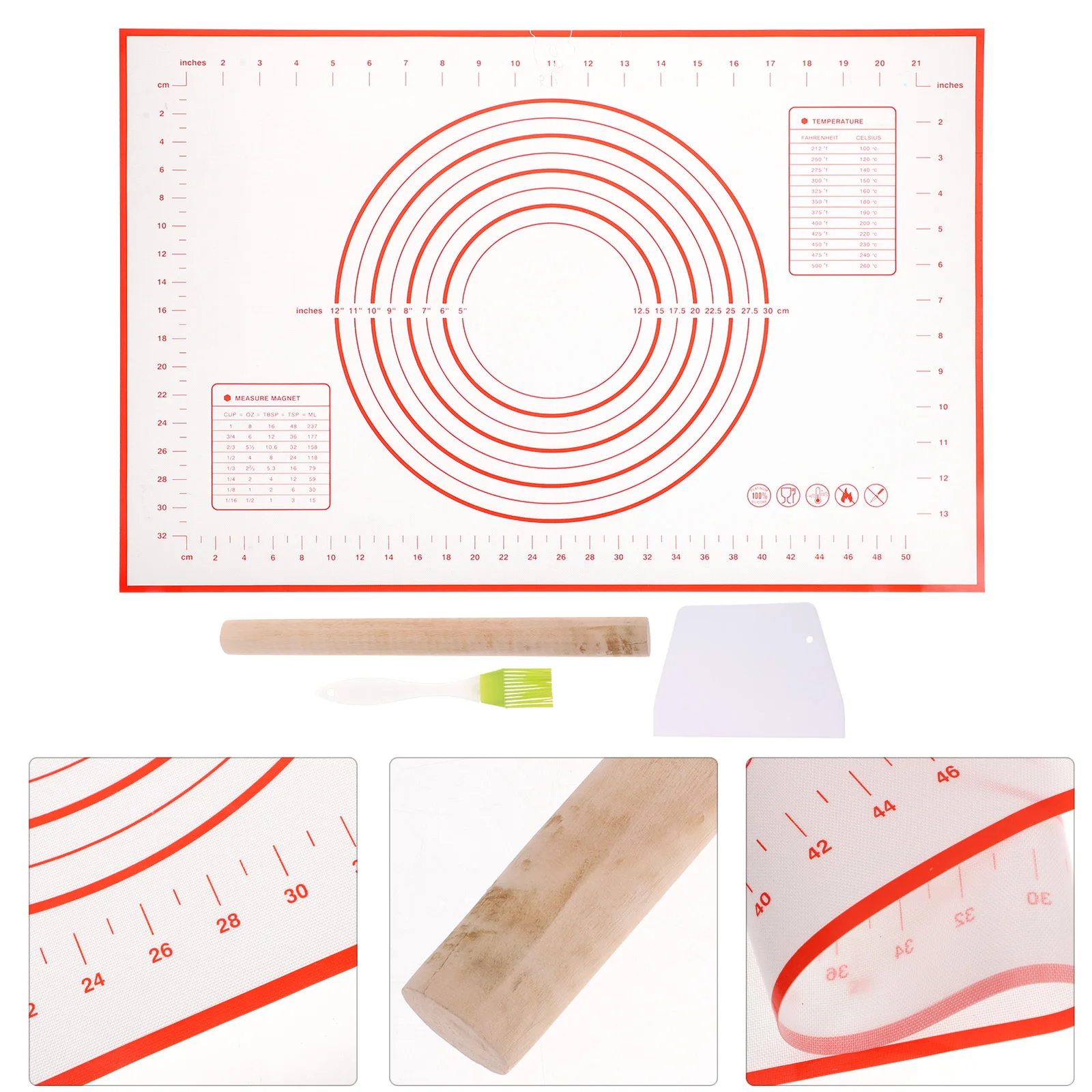 

Mat Silicone Rolling Pastry Dough Fondant Bread Roller Baking Cutrollcrust Pie Pin Pizza Liner Makingoven Sheet Measurements