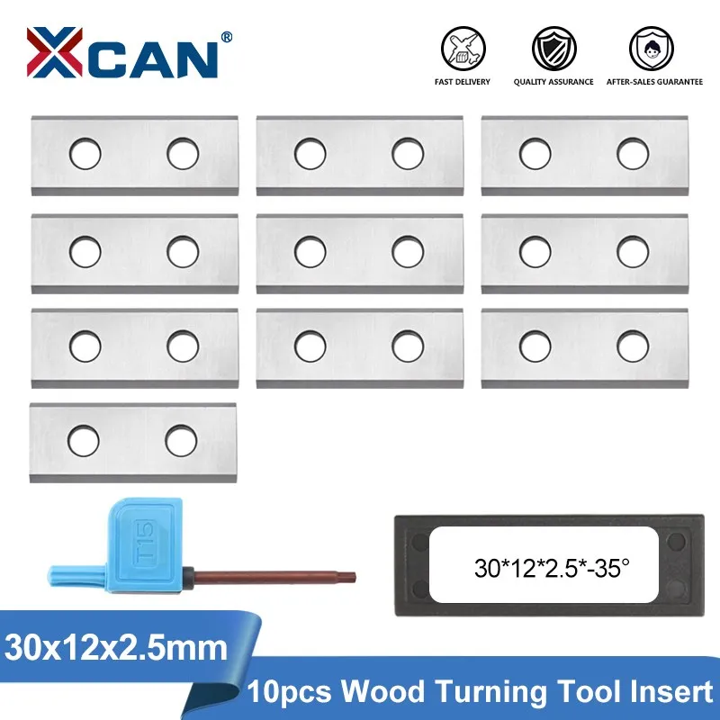 

XCAN Wood Turning Tool Square 30x12x2.5mm 1.18 inch Carbide Inserts Cutter Blades 2 Edges for Woodworking Groove Helical Planer