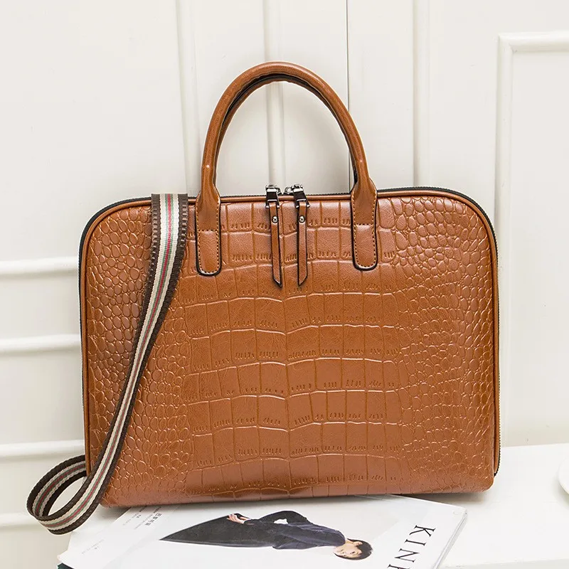 Women's Genuine Leather Briefcase Luxury Designer Office Laptop Bag For 13