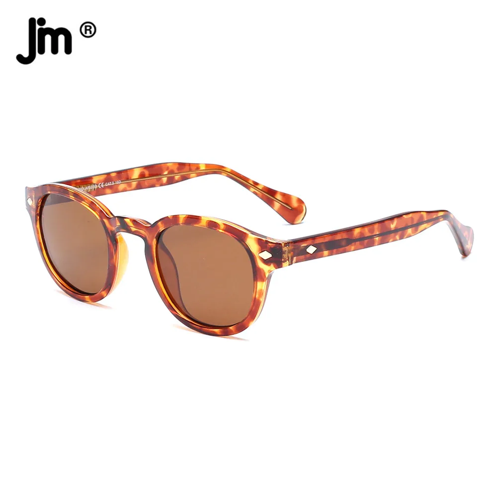 

JM Acetate Frame Polarized Sunglasses Round Women UV400 Brown PN2084