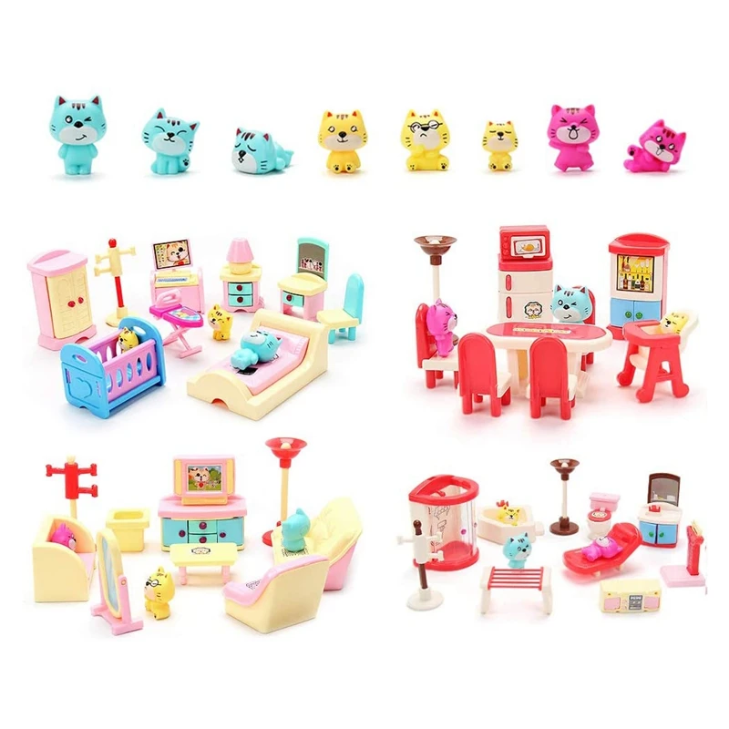 

50 Pcs Miniature Furniture Kit Mini Furniture Decoration Set Miniature Dollhouse Accessories For Kid Gifts