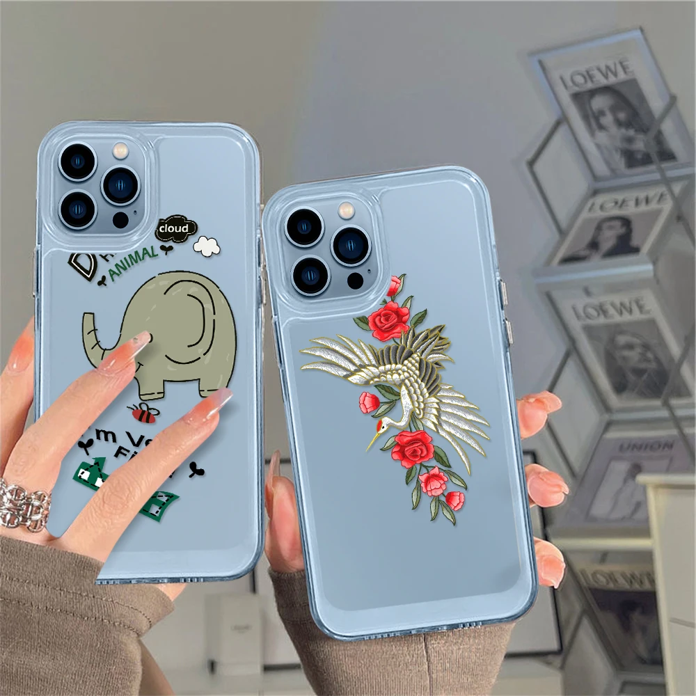 

Flower Phone Case for iPhone 13 12 11 Pro Max Mini XS XR X Protection Shell Back Cover for iPhone14 ProMax Coque Elephant Fundas