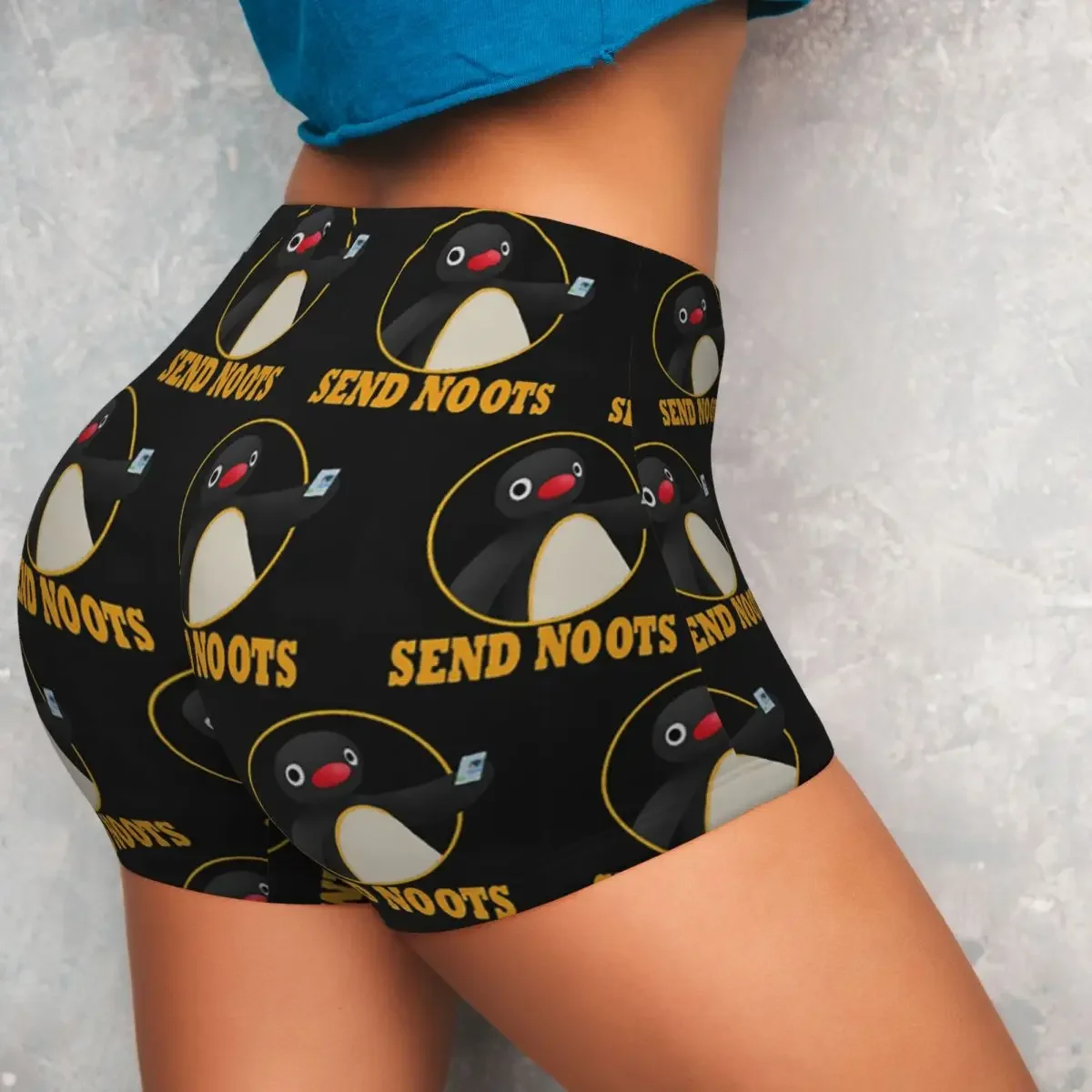 Фото Женские спортивные шорты Custom Pingu Pinga Penguin TV для йоги, тренировок, бега, волейбола, велоспорта №5