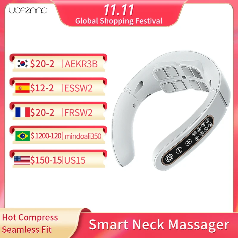 

Uofenna Neck Massager Vibration Hot Compress Electric Massage Tool USB Charging Pain Relief Tool Health Care Relaxation