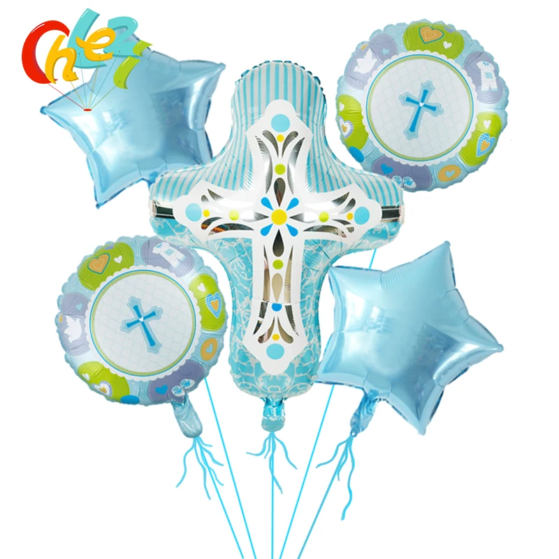 5 Pack Розовый Синий Крест Воздушные Шары Иисус Пасха Рамадан Украшения Гелиевые