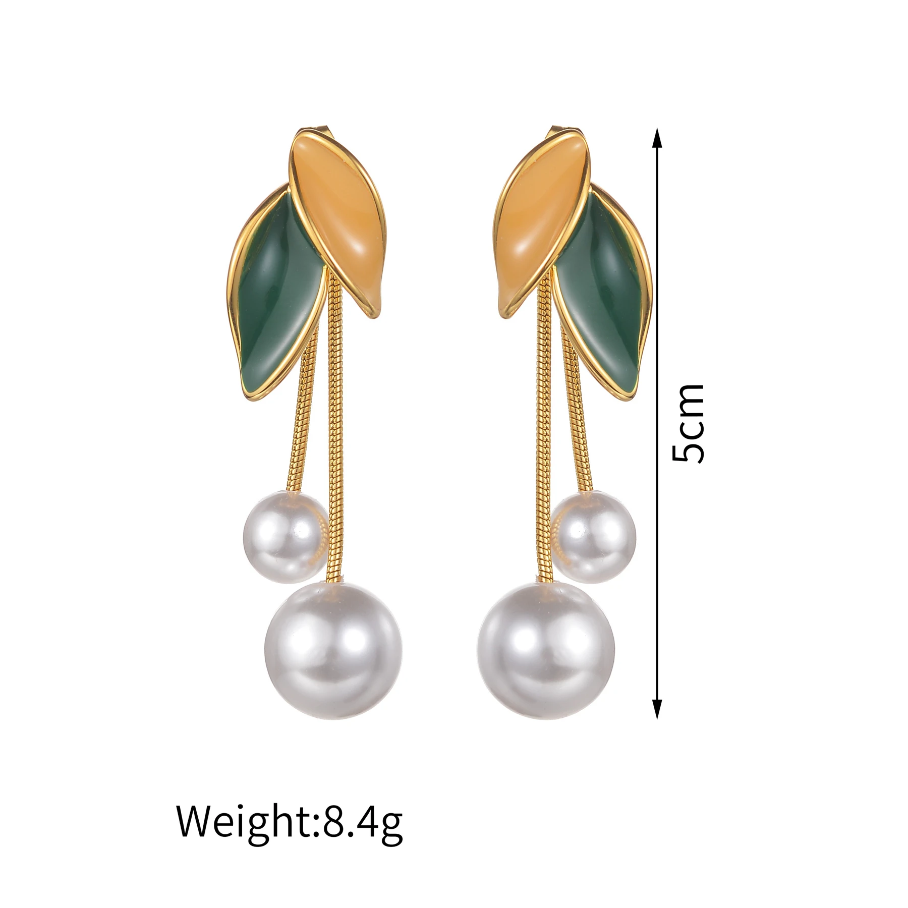 Серьги-гвоздики из нержавеющей стали с искусственным жемчугом