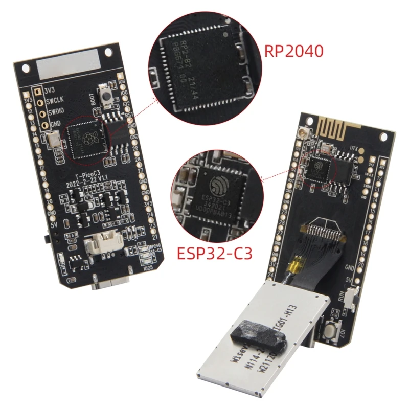 

Двойной MCU Raspberry Pi Module T-Pico C3 ESP32-C3 RP2040 1,14 дюймовый ЖК-экран IPS