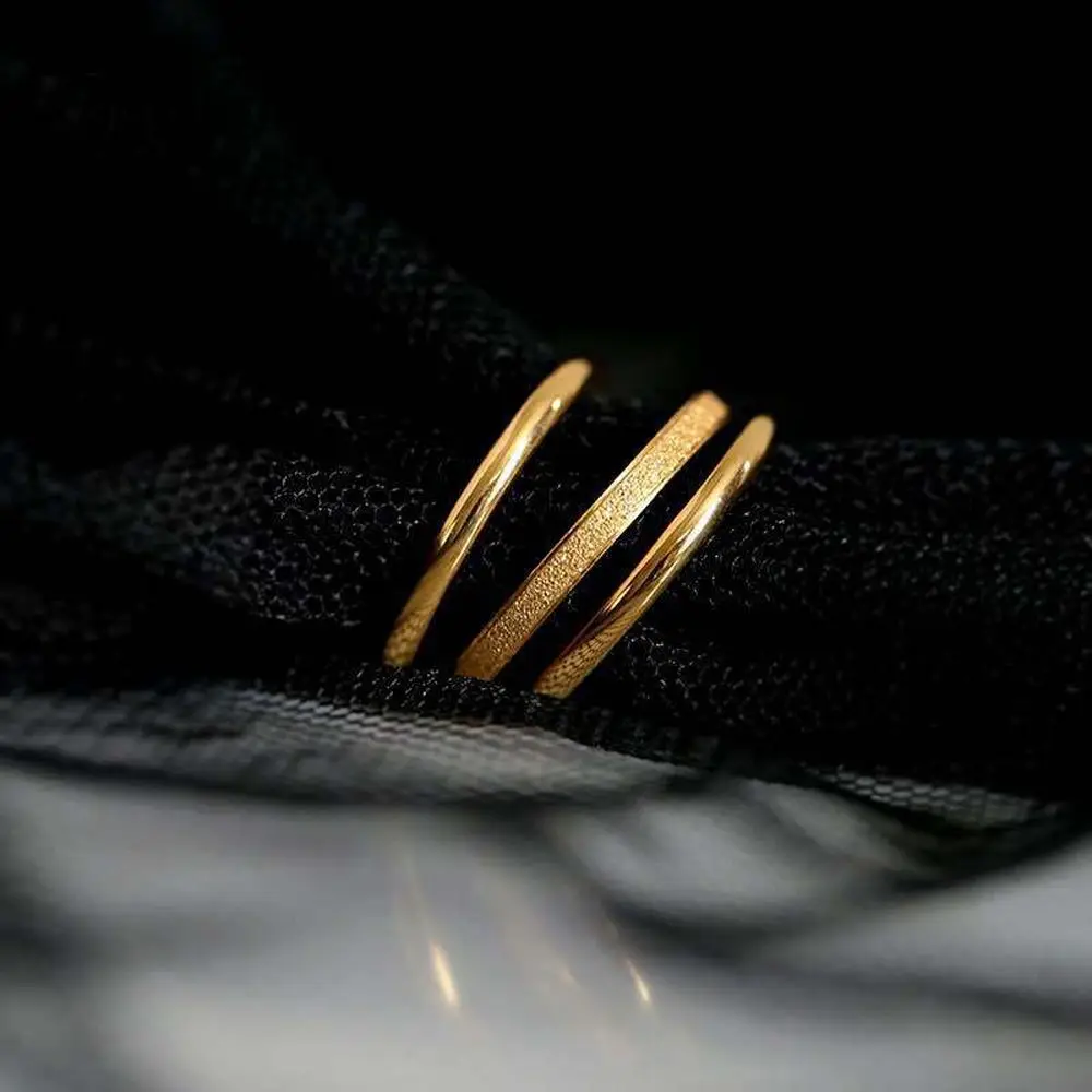 

Fashion Stainless Steel Girl Party Geometric Female Frosted Metal Ring Set Finger Ring Korean Style Rounds Ring Classic Ring