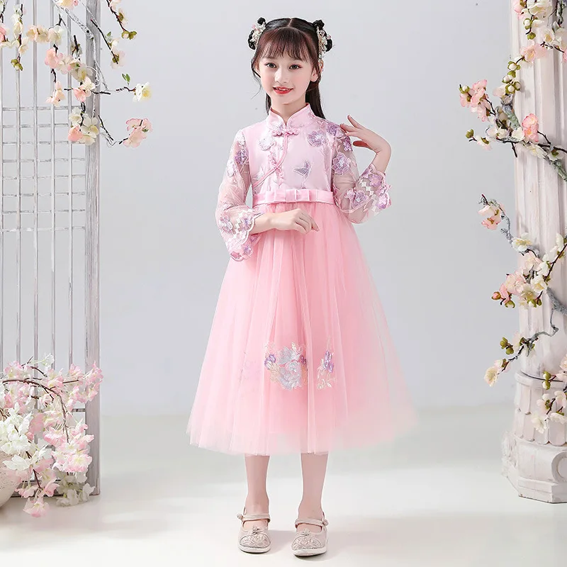 Новинка детское платье-Ципао в китайском стиле с вышивкой сказочный пушистый