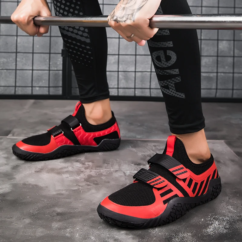 Unisex Gym Lightweight Sports Hard Pull Squat Training Shoes Men Pro Hook & Loop Weightlifting Shoes Large Size 35-47#